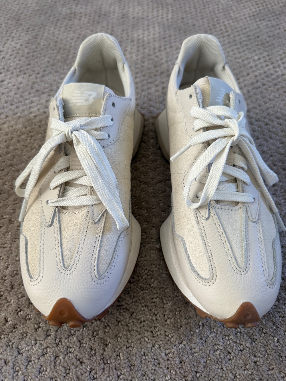 New Balance Women’s Off-White Cream Sneakers with Gum Toe